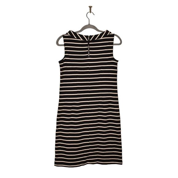 TALBOTS NEW $99 Knit‎ Roll Collar Sleeve Shift Dress Black/White Stripe PS - Picture 2 of 3